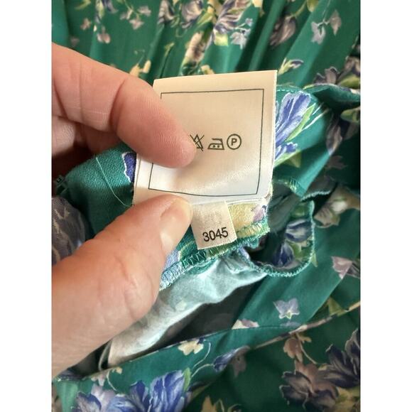 Vtg Laura Ashley Tea Dress Green Floral Cottagecore Exposed Shoulder Size 6 (4) - Picture 12 of 12